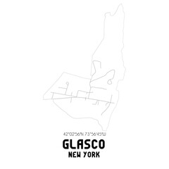 Glasco New York. US street map with black and white lines.
