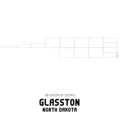 Glasston North Dakota. US street map with black and white lines.