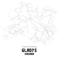 Gladys Virginia. US street map with black and white lines.