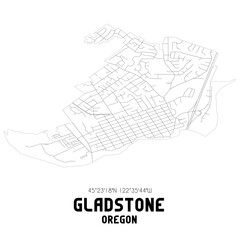 Gladstone Oregon. US street map with black and white lines.