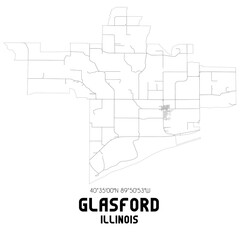 Glasford Illinois. US street map with black and white lines.