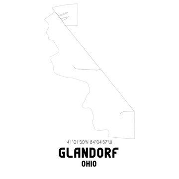 Glandorf Ohio. US street map with black and white lines.