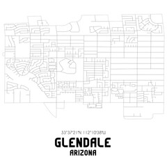 Obraz premium Glendale Arizona. US street map with black and white lines.