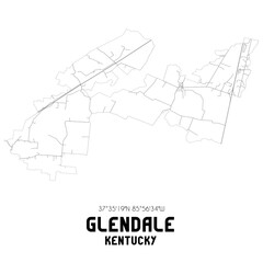 Glendale Kentucky. US street map with black and white lines.