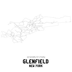 Glenfield New York. US street map with black and white lines.