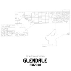 Glendale Arizona. US street map with black and white lines.