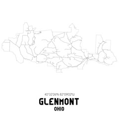 Glenmont Ohio. US street map with black and white lines.