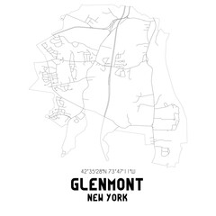 Glenmont New York. US street map with black and white lines.