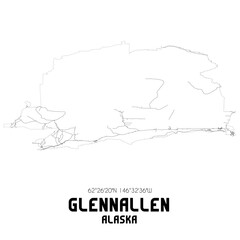 Glennallen Alaska. US street map with black and white lines.