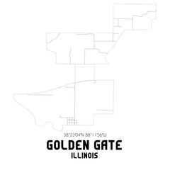 Golden Gate Illinois. US street map with black and white lines.