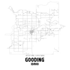 Gooding Idaho. US street map with black and white lines.