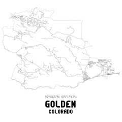 Golden Colorado. US street map with black and white lines.
