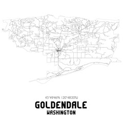 Goldendale Washington. US street map with black and white lines.