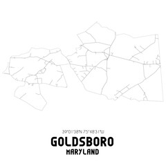 Goldsboro Maryland. US street map with black and white lines.