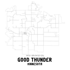 Good Thunder Minnesota. US street map with black and white lines.