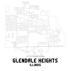 Fototapeta na wymiar Glendale Heights Illinois. US street map with black and white lines.