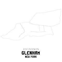 Glenham New York. US street map with black and white lines.