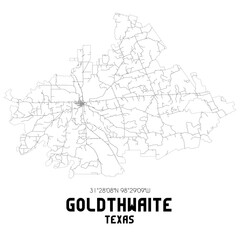Goldthwaite Texas. US street map with black and white lines.