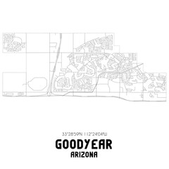 Fototapeta na wymiar Goodyear Arizona. US street map with black and white lines.
