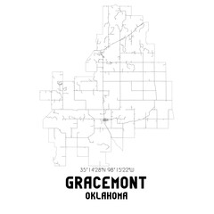Gracemont Oklahoma. US street map with black and white lines.