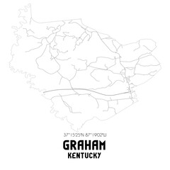 Graham Kentucky. US street map with black and white lines.