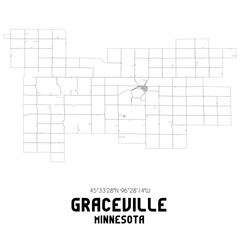 Graceville Minnesota. US street map with black and white lines.