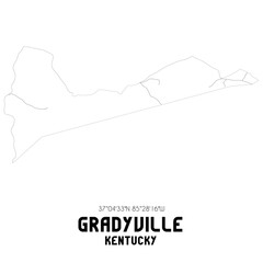 Gradyville Kentucky. US street map with black and white lines.