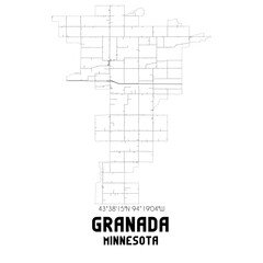 Granada Minnesota. US street map with black and white lines.