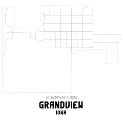 Grandview Iowa. US street map with black and white lines.