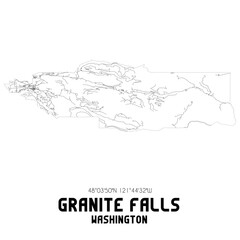 Granite Falls Washington. US street map with black and white lines.