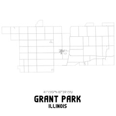 Grant Park Illinois. US street map with black and white lines.