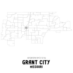 Fototapeta na wymiar Grant City Missouri. US street map with black and white lines.