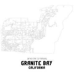 Granite Bay California. US street map with black and white lines.