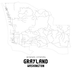 Grayland Washington. US street map with black and white lines.
