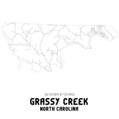 Grassy Creek North Carolina. US street map with black and white lines.