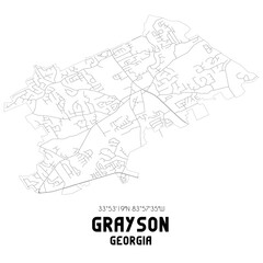 Grayson Georgia. US street map with black and white lines.