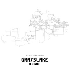 Grayslake Illinois. US street map with black and white lines.