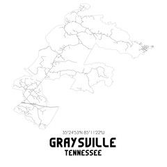 Graysville Tennessee. US street map with black and white lines.