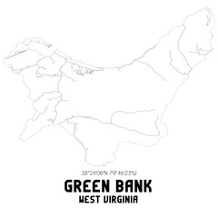 Fototapeta premium Green Bank West Virginia. US street map with black and white lines.
