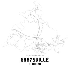 Fototapeta na wymiar Graysville Alabama. US street map with black and white lines.