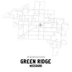 Green Ridge Missouri. US street map with black and white lines.