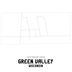 Green Valley Wisconsin. US street map with black and white lines.