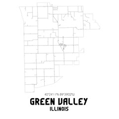 Green Valley Illinois. US street map with black and white lines.