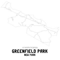 Greenfield Park New York. US street map with black and white lines.