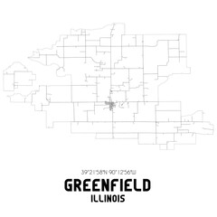 Greenfield Illinois. US street map with black and white lines.