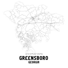 Greensboro Georgia. US street map with black and white lines.
