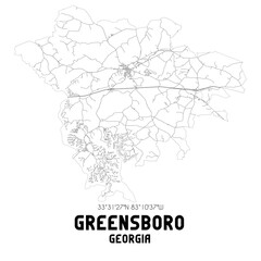 Fototapeta premium Greensboro Georgia. US street map with black and white lines.
