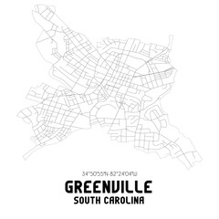 Greenville South Carolina. US street map with black and white lines. © Rezona