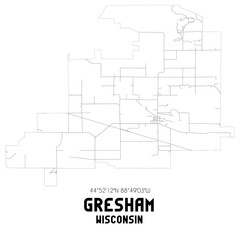 Gresham Wisconsin. US street map with black and white lines.