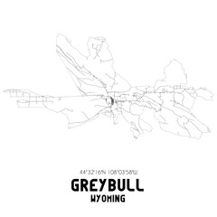 Greybull Wyoming. US street map with black and white lines.
